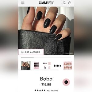 NIB Black Boba Press On Nail Set